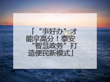 “事好办”才能拿高分！泰安“智慧政务”打造便民新模式