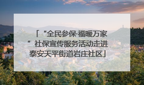 “全民参保·福暖万家”社保宣传服务活动走进泰安天平街道岩庄社区