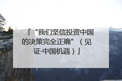 “我们坚信投资中国的决策完全正确”（见证·中国机遇）