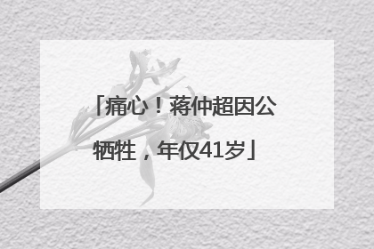 痛心！蒋仲超因公牺牲，年仅41岁