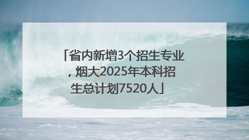 省内新增3个招生专业，烟大2025年本科招生总计划7520人