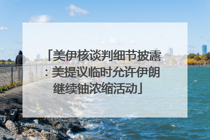 美伊核谈判细节披露：美提议临时允许伊朗继续铀浓缩活动