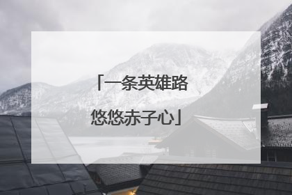 一条英雄路 悠悠赤子心