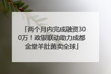 两个月内完成融资300万！政银联动助力成都金堂羊肚菌卖全球