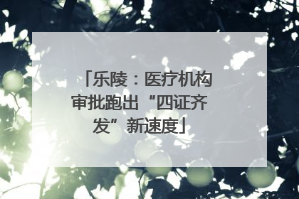 乐陵：医疗机构审批跑出“四证齐发”新速度