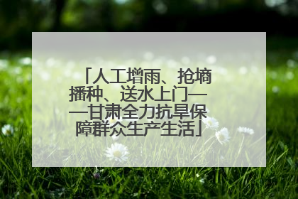 人工增雨、抢墒播种、送水上门——甘肃全力抗旱保障群众生产生活