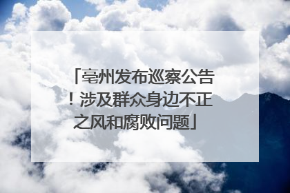 亳州发布巡察公告！涉及群众身边不正之风和腐败问题