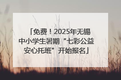 免费！2025年无锡中小学生暑期“七彩公益安心托班”开始报名