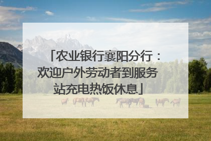 农业银行襄阳分行：欢迎户外劳动者到服务站充电热饭休息