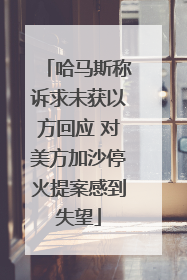 哈马斯称诉求未获以方回应 对美方加沙停火提案感到失望
