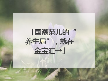 国潮范儿的“养生局”，就在金宝汇→