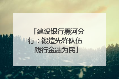 建设银行黑河分行：锻造先锋队伍 践行金融为民