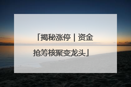 揭秘涨停｜资金抢筹核聚变龙头