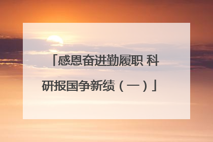 感恩奋进勤履职 科研报国争新绩（一）