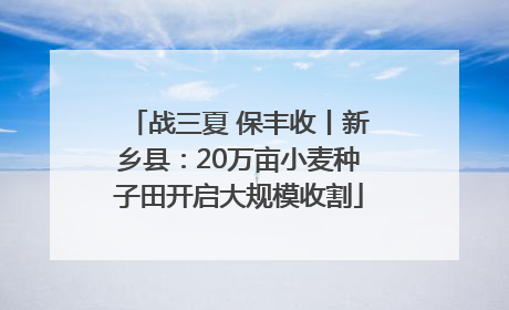 战三夏 保丰收丨新乡县：20万亩小麦种子田开启大规模收割