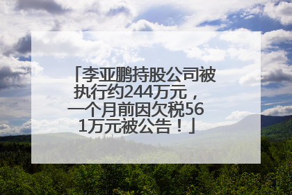 李亚鹏持股公司被执行约244万元，一个月前因欠税561万元被公告！