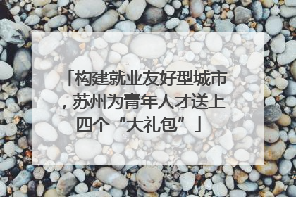 构建就业友好型城市，苏州为青年人才送上四个“大礼包”