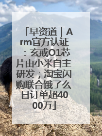 早资道｜Arm官方认证：玄戒O1芯片由小米自主研发；淘宝闪购联合饿了么日订单超4000万