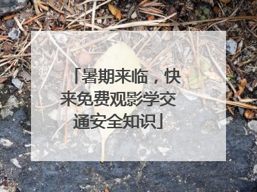 暑期来临，快来免费观影学交通安全知识