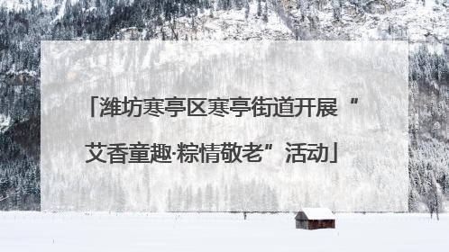 潍坊寒亭区寒亭街道开展“艾香童趣·粽情敬老”活动