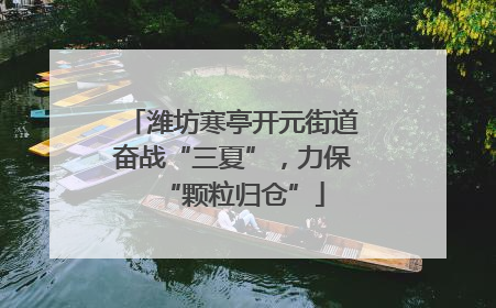 潍坊寒亭开元街道奋战“三夏”，力保“颗粒归仓”
