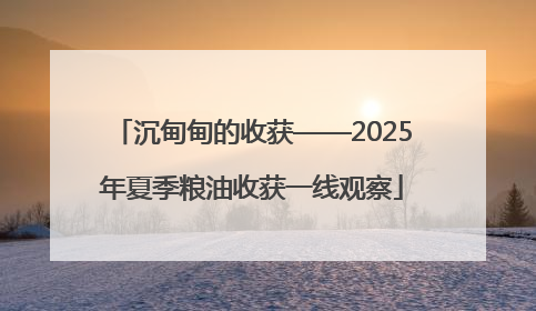 沉甸甸的收获——2025年夏季粮油收获一线观察
