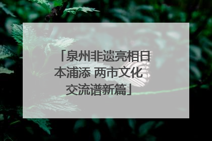 泉州非遗亮相日本浦添 两市文化交流谱新篇