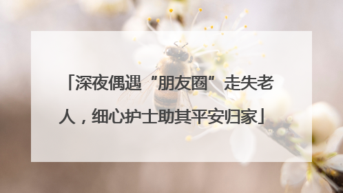 深夜偶遇“朋友圈”走失老人，细心护士助其平安归家