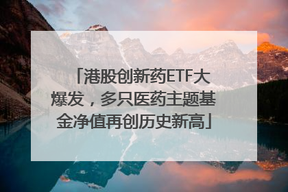港股创新药ETF大爆发，多只医药主题基金净值再创历史新高