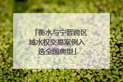 衡水与宁晋跨区域水权交易案例入选全国典型