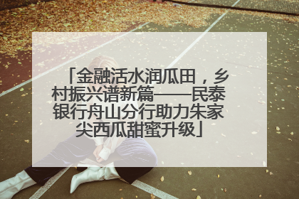 金融活水润瓜田，乡村振兴谱新篇——民泰银行舟山分行助力朱家尖西瓜甜蜜升级