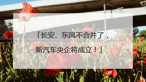长安、东风不合并了，新汽车央企将成立！