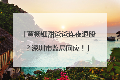 黄杨钿甜爸爸连夜退股？深圳市监局回应！