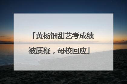 黄杨钿甜艺考成绩被质疑，母校回应